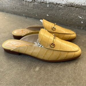 Sam Edelman Linnie Croc Pale Yellow  Leather Slip on Mules